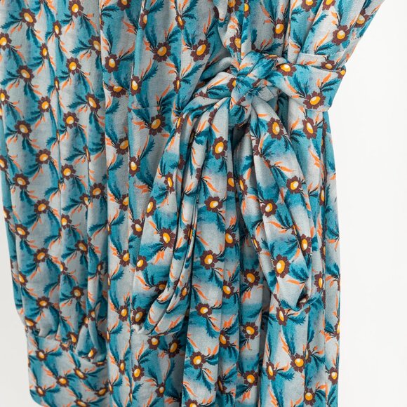 Etro PF/23 Azzurro Floralia Crepe Midi Wrap Dress - Picture 7 of 11